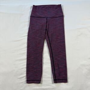 Lululemon Womens Capri Leggings Pink Purple Heathered Crop Yoga Pants Reversible